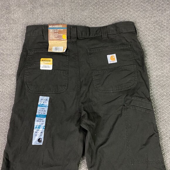 Carhartt Rugged Flex Knit Lined Rigby Dungaree Pants Men's 34 x 36 Gray Relaxed - Picture 4 of 14